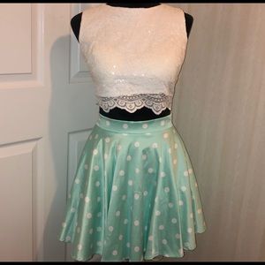 Polka Dot Two Piece Homecoming Dress